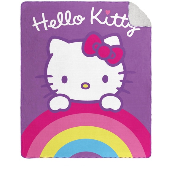 Northwest Bedding Hello Kitty Peekaboo Rainbow Cloud Sherpa Throw